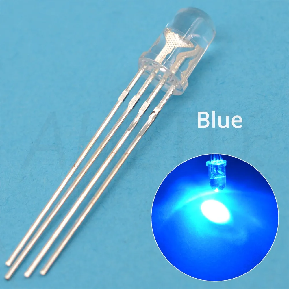 Ahltd 100X Ultra-Bright Round Tri-Color water clear 4pin F5 5mm RGB Common Anode LED Red Green Blue Emitting Diodes Led Lamp Bulb