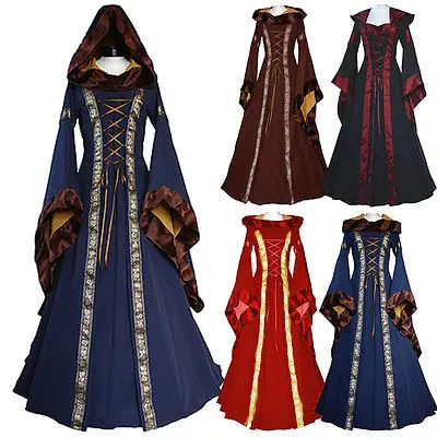 Hirigin Для женщин средневековый Dress2017 со шнуровкой новые Винтаж Стиль готическое