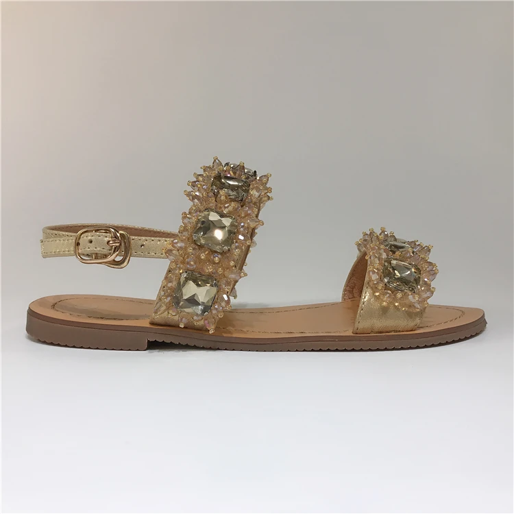 

Woman Sandals Crystal Ankle Buckle Strap Flats Open Toe Woman Flats Casual Sandals Designer Shoes Woman Slides Leather Sandals