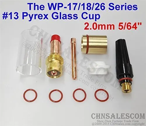 

CHNsalescom 10 pcs TIG Welding 45V25M Gas Lens #13 Pyrex Cup Kit for Tig WP-17/18/26 5/64" 2.0mm 80A-140A regular current use