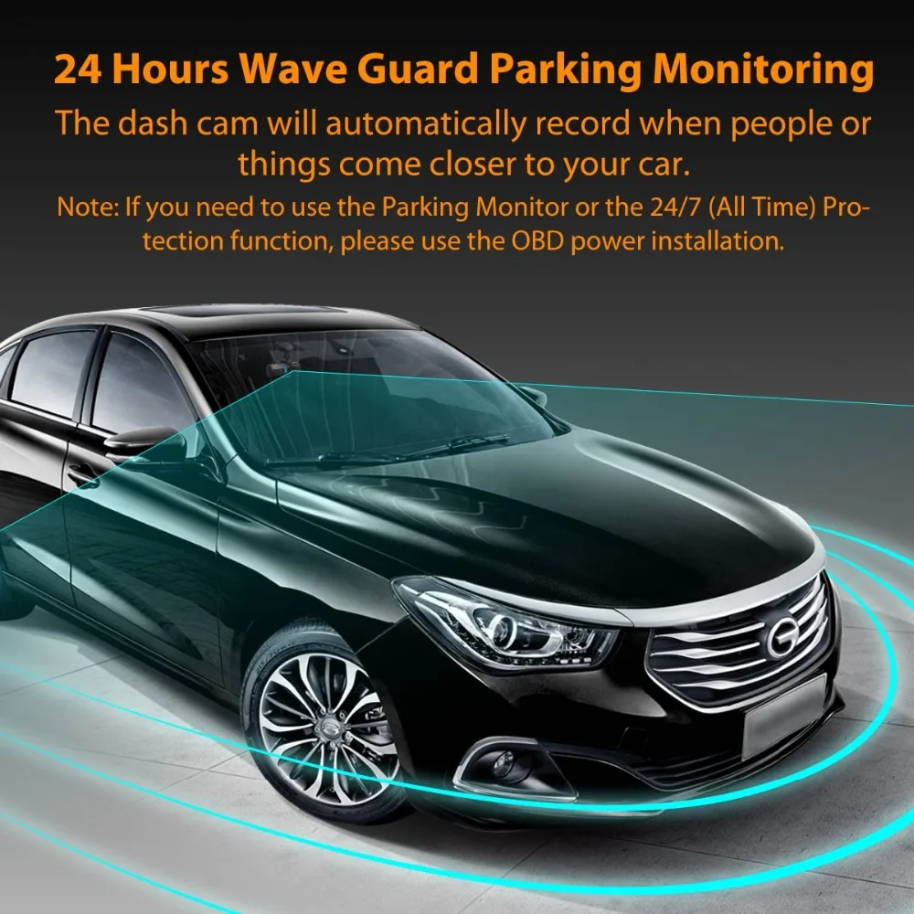 Vantrue T2 Dash Camera NT96655 Video Recorder 160 Degree View Wave Guard Packing Monitor Night Vision G-Sensor Car DVR Camera  (6)