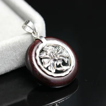 

wholesale 925 sterling silver pendant Thai silver restoring ancient ways with lobular rosewood pendant accessories