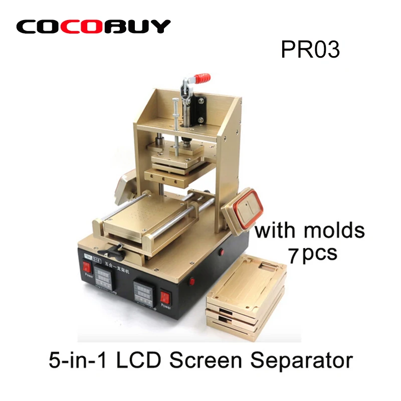 

Free Shipping PR03 5 IN 1 Ploarizer Remover Machine for Iphone Flat Phone Repair Manully Remove Polarizer OCA Glue with Molds