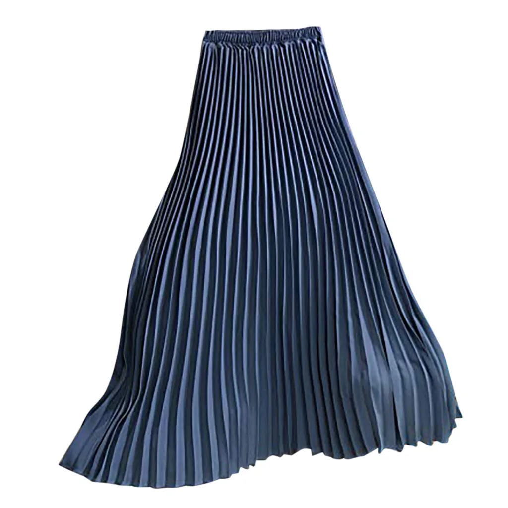 Длинная летняя женская однотонная плиссированная элегантная миди юбка макси с эластичной талией faldas mujer moda# N45 - Цвет: As the phyoto show
