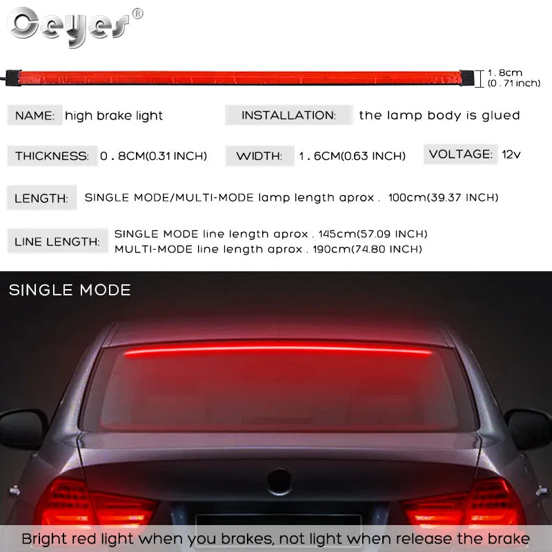 Ceyes 1000mm Auto High Mount Brake Stop Lights Accessories Car Styling High Additional Brake Lamp Warning Turn Signal LED Strips Ceyes 1000mm Auto High Mount Brake Stop Lights Accessories Car Styling High Additional Brake Lamp Warning Turn Signal LED Strips
