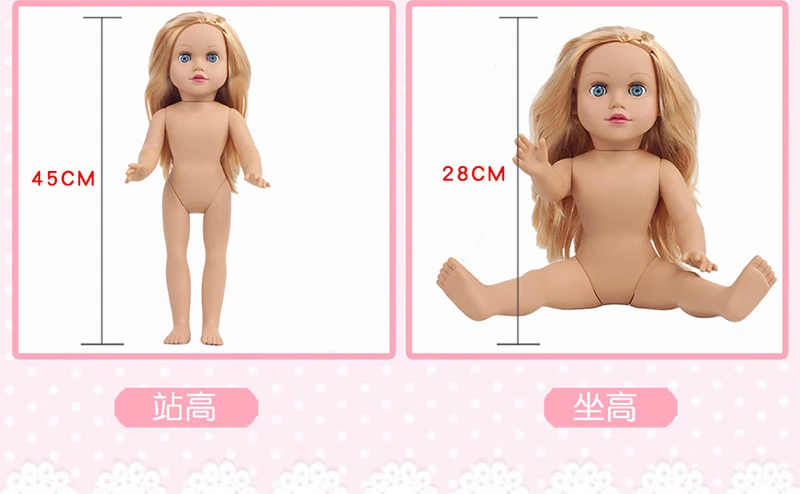 45 см мягкая виниловая силиконовая кукла принцессы для новорожденного, реалистичные подарки для детей, подарки на день рождения, Рождество, розовая одежда, мигает глазами