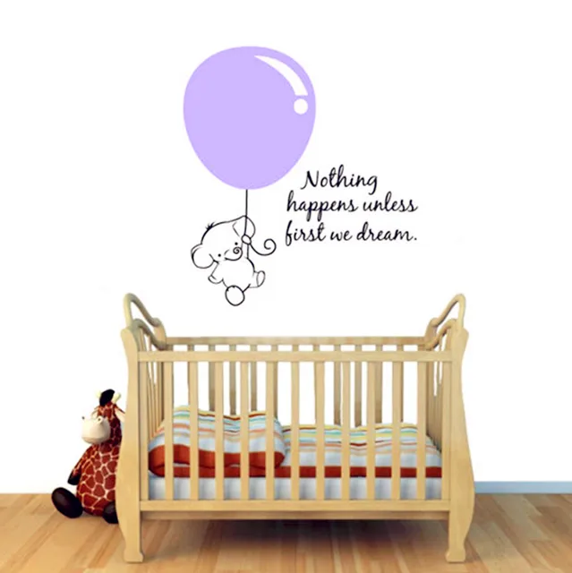 Cute Elephant Wall Stickers Baby Pulled Balloon Decals Cute Elephant Wall Stickers Baby Pulled Balloon Decals Bedroom Art Decor Personalized