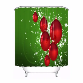 

Custom Red Cloth Christmas Fashion Bath Curtain Bathroom Mildewproof Waterproof Polyester Shower Curtain#180417-04-55