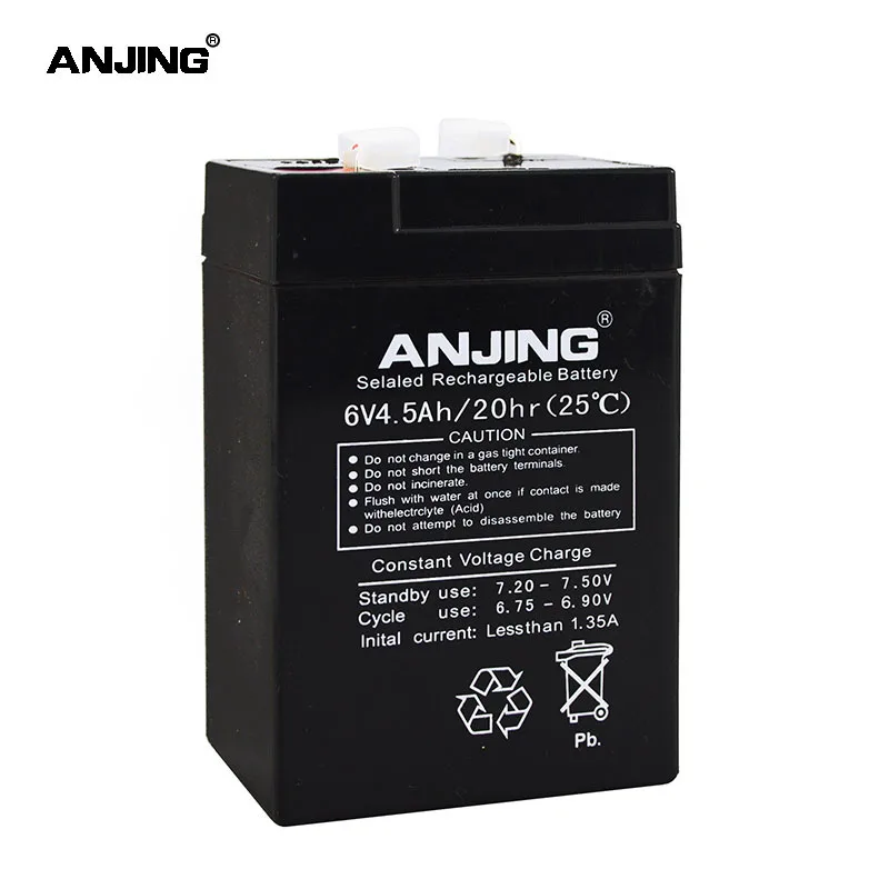 

6V 4.5AH Battery 6V 4.5AH for Backup Power LED emergency Light Children Toy Car Lead-acid Accumulator Replacement Maintenance