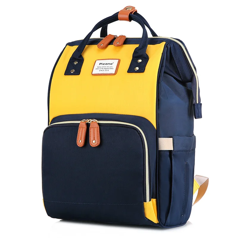 Fashion Mummy Bag shoulder Multi-function Large Capacity Potchwork Contrast Mother Bag Maternal Baby Bottle Diaper Backpack (3)