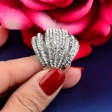 SINLEERY роскошные женские кольца с большим многослойным покрытием из кубического циркония, Серебряные вечерние ювелирные изделия Aneis Feminino JZ178 SSK