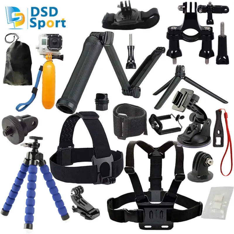 Buy Cheap SAQN for GoPro Accessories with 3 Way monopod grip mount chest harness for go pro hero 4 5 3 2 sjcam sj4000 action camera 08A