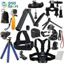 SAQN for GoPro Accessories with 3 Way monopod grip mount chest harness for go pro hero 4 5 3 2 sjcam sj4000 action camera 08A