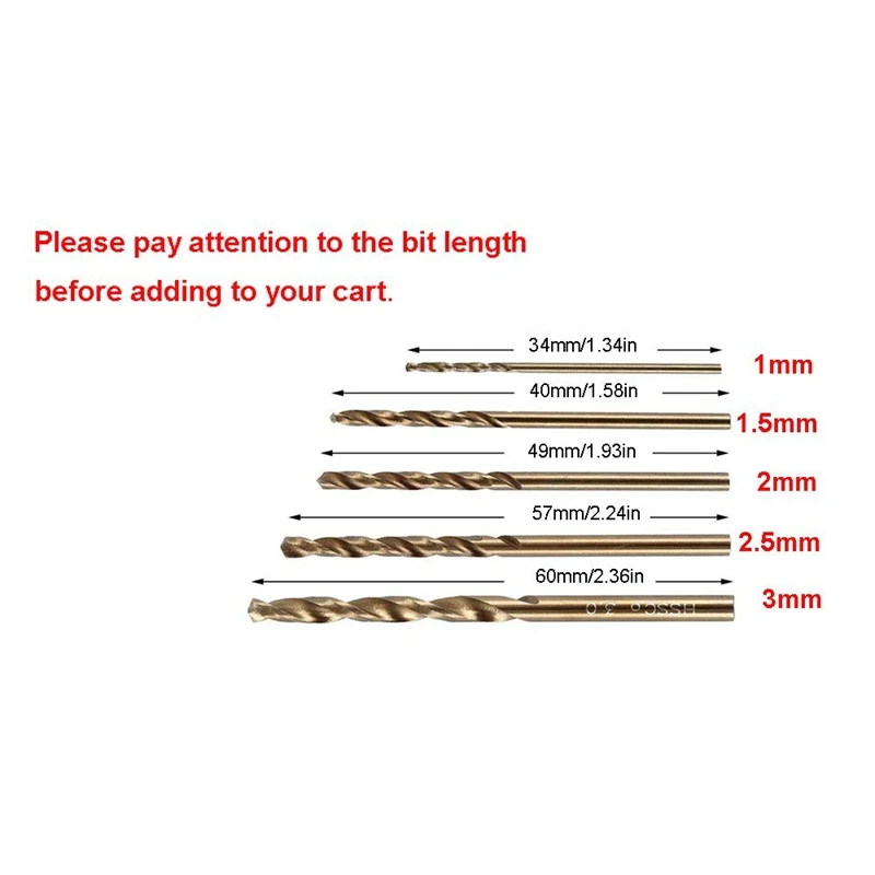 50 шт. Drillforce инструменты M35 кобальтовое сверло набор, Hss-Co Набор сверл 1-3 мм, для сверления на закаленной стали, чугуна и нержавеющей стали