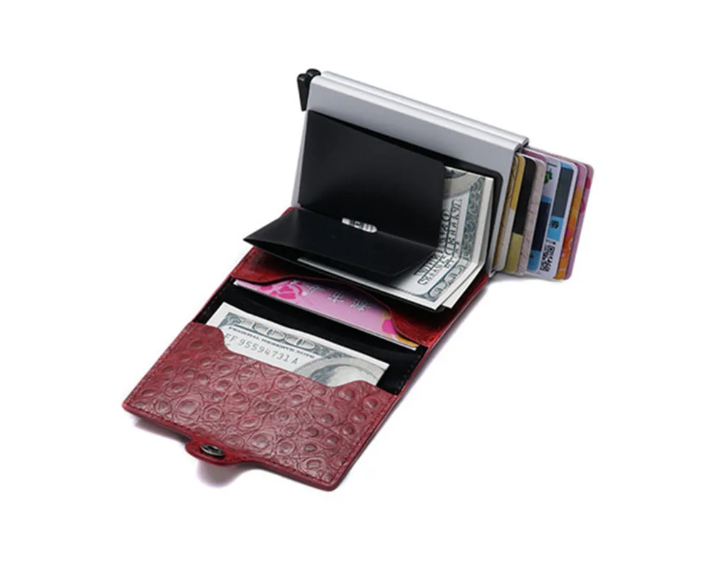 Bisi Goro/ Кредитная карта, RFID держатель алюминиевый, двойной коробка модные Для мужчин и Для женщин металлическая Винтаж чехол с зажимом для карт дропшиппинг