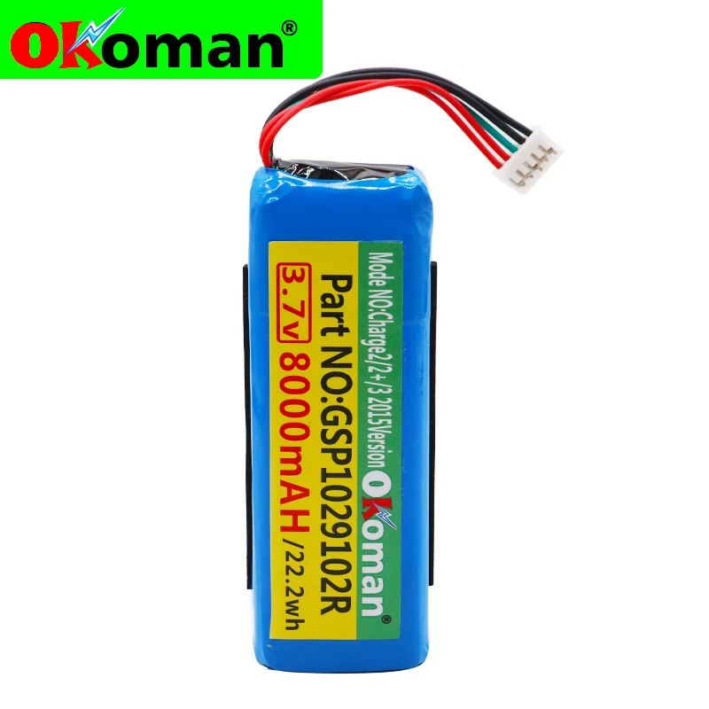 

100% new 8000mah GSP1029102R battery for JBL Charge 2 Plus,Charge 2+,charge 3 2015 Version GSP1029102R P763098 batteries