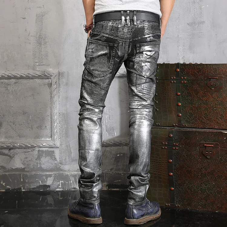 silver denim jeans