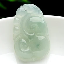 Подлинная натуральная нефритовая подвеска из воска зеленый ruyi кулон Бирма Нефрит грузовой нефрит Pendant кулон отправить сертификат