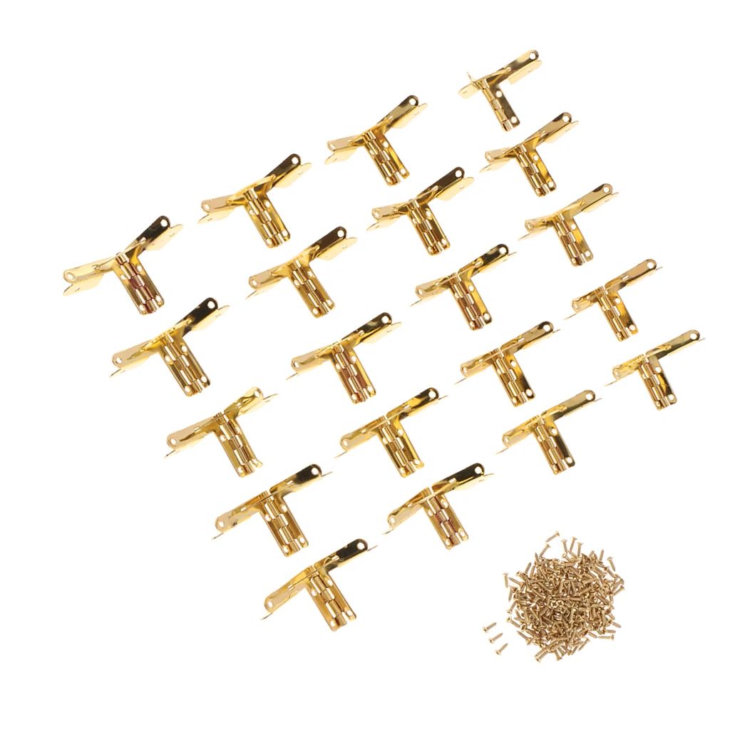 20pcs 90 Degree Angle Support Spring Hinges Door Hinge for Small Jewelry Wine Case Cabinet Watch Box Wooden Lid