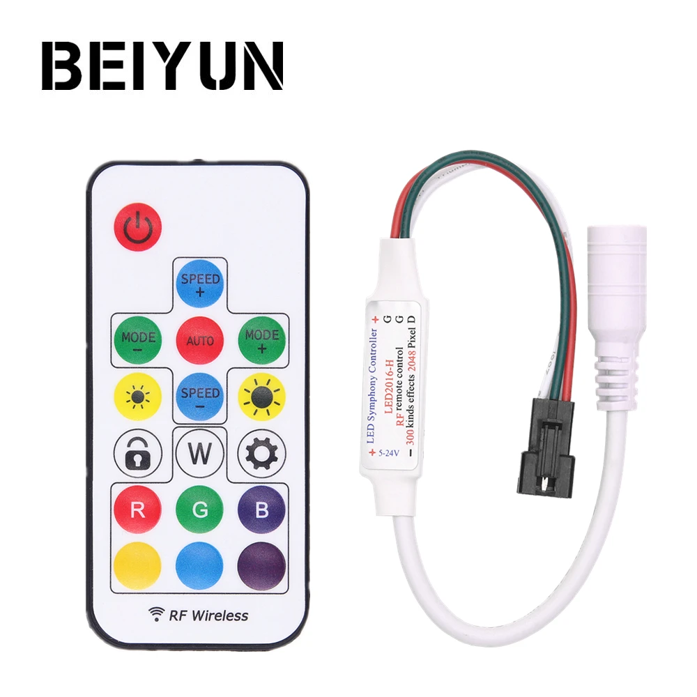 

DC 5V SP103E RF LED Controller Mini 14Key WS2812 Dream Colorful RGB LED Strip Remote Control For SMD 5050 WS2812B IC