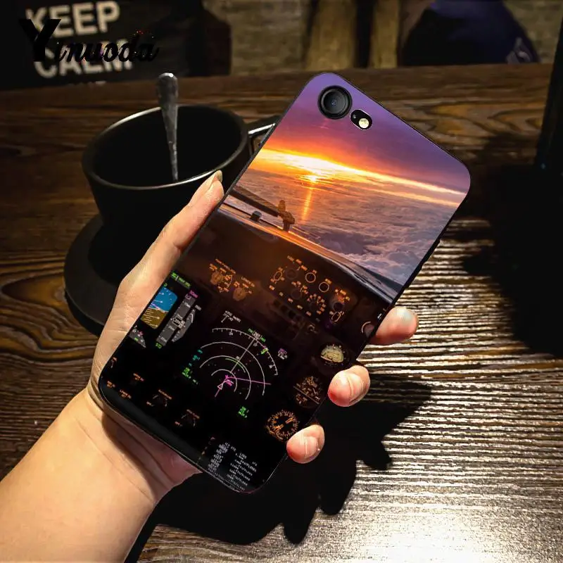 Yinuoda For iphone 7 6 X Case Cool Aircraft Airplane Cockpit Fashionable Phone Case for iPhone 7 X 6 6S 8 Plus XS XR SE XS XR