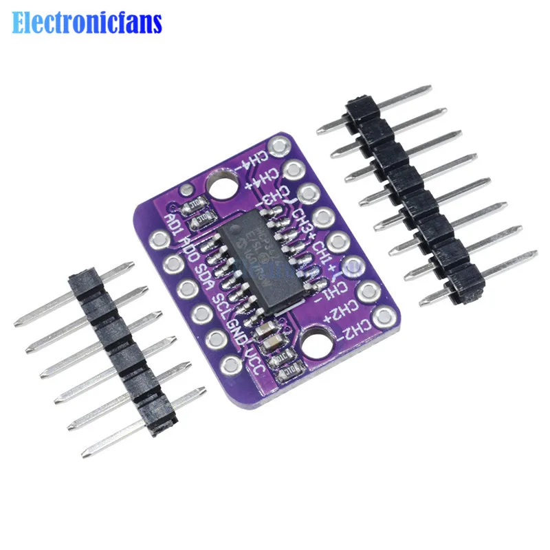 MCP3424 цифровой I2C АЦП 4 канала модуль преобразования для Raspberry Pi для Arduino 2,7-5,5 V Программируемый коэффициент усиления модуль усиления