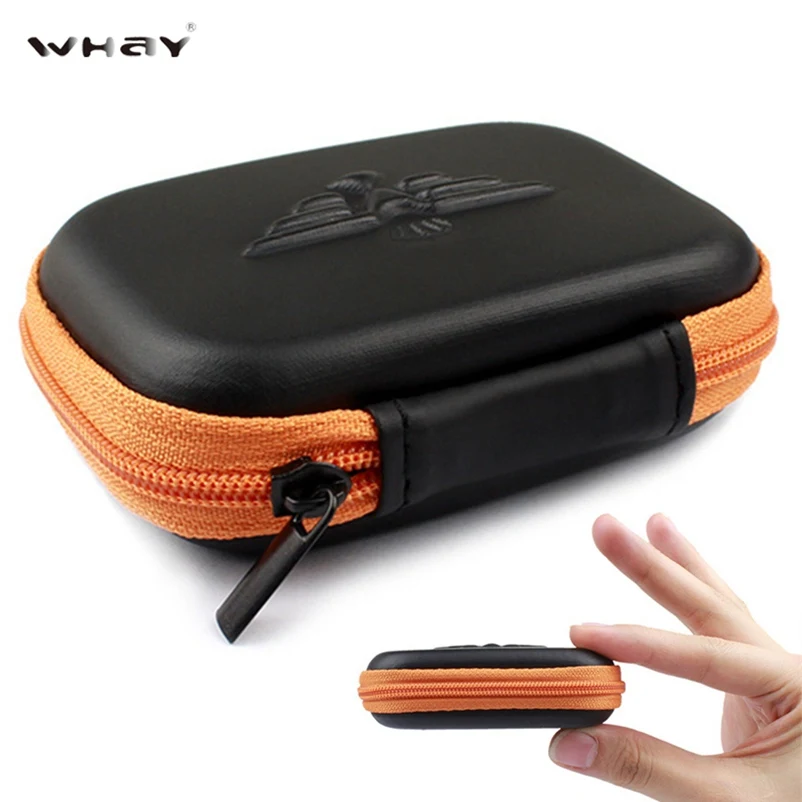 

Small Earphone Case Bag Square Zipper Mini Storage Holder for USB SD Card Cable PU Leather Pouch Portable Earbuds Headphone Box