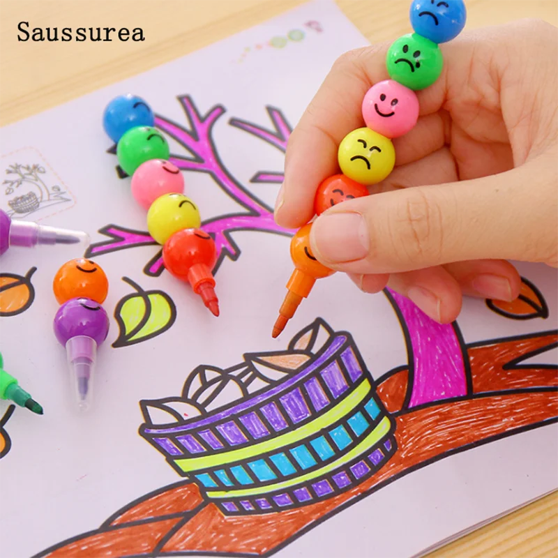 

Pencil Kids Crayons Cartoon Smiley Face Expression Candy Gourd Enfant Pencil Students Painting Stationery School Office Supplies
