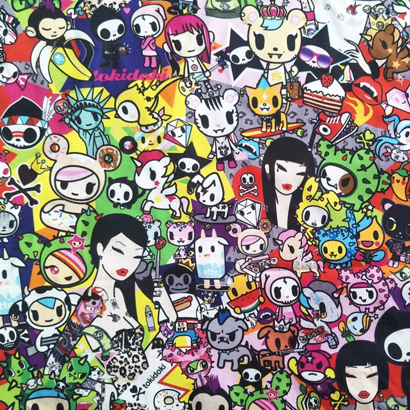 

Fashion Japanese Fabric cotton Fabric Cartoon Amoy Odd Unicorn Digital Print Fabric Sewing Patchwork DIY Children Clothing Dress