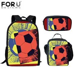 FORUDESIGNS/школьные сумки для любителей футбола, модный футбольный мяч, художественный принт, большой емкости, мужской ортопедический рюкзак