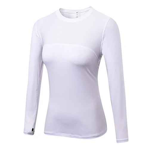 Спортивная женская футболка для йоги, Топ с длинным рукавом, одежда для фитнеса, быстро бегущий спортивный топ для йоги, Женская Черная Спортивная одежда - Цвет: white
