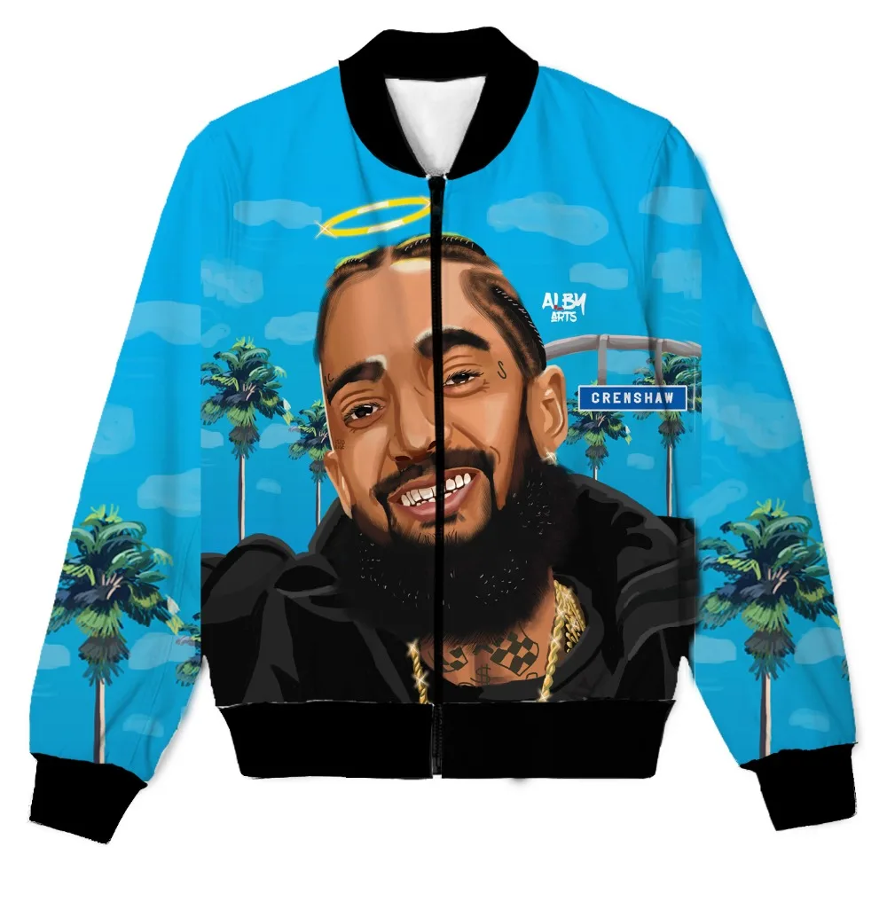 

REAL American SIZE Rap Nipsey Hussle 3D Sublimation print Zipper Up Jacket plus size 4XL 5XL 6XL