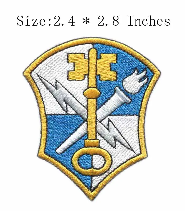 

Yelow truncheon badge 2.4"wide embroidery patch for torch/lightning/peace