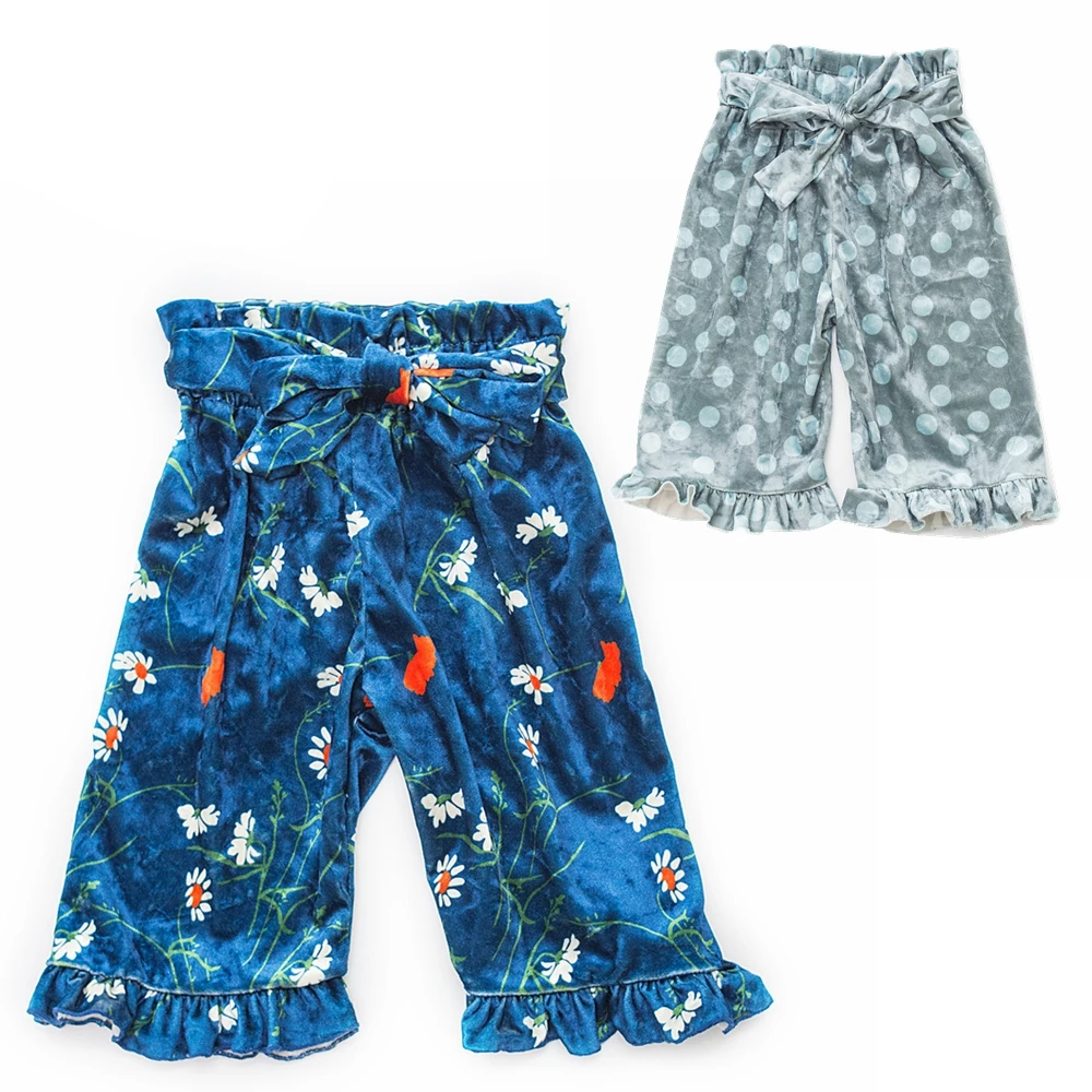 Dream Cradle,Baby Girls Flare Pants,Baby Gilrs Spring Velvet Bell Bottoms,Dot Floral Print Bell Bottoms for Baby Toddler_