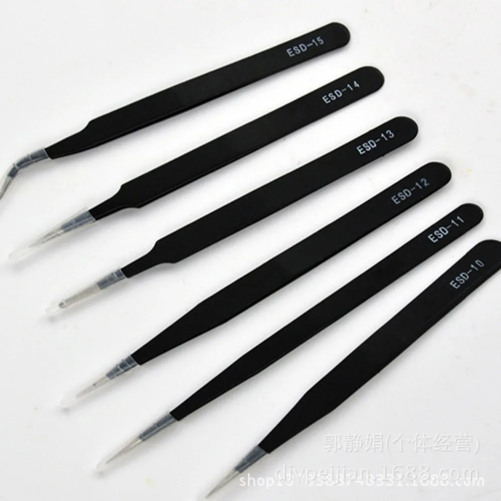 

Black 1 pc Anti-static ESD Stainless Steel Tweezers Face Cleaner Tools