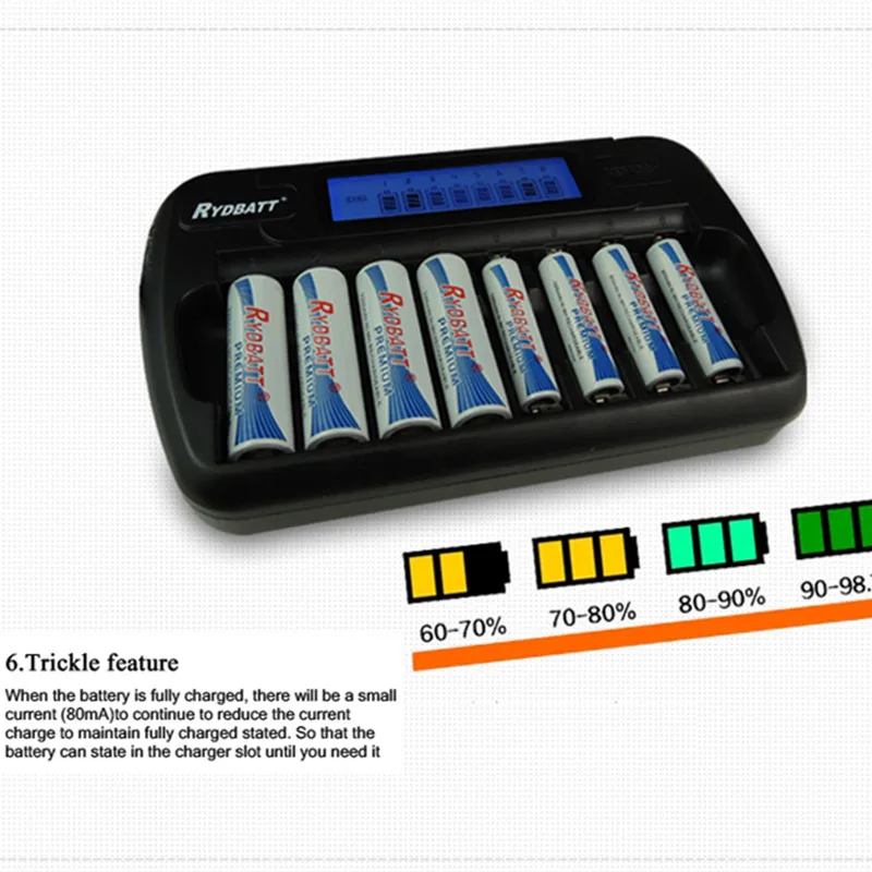 Power AA/AAA Battery Chargers 8-Bay Cells Smart LCD NiMH/NiCd Fast Charger For 1-8 Rechargeable Batteries/Adapter HIgh Quality