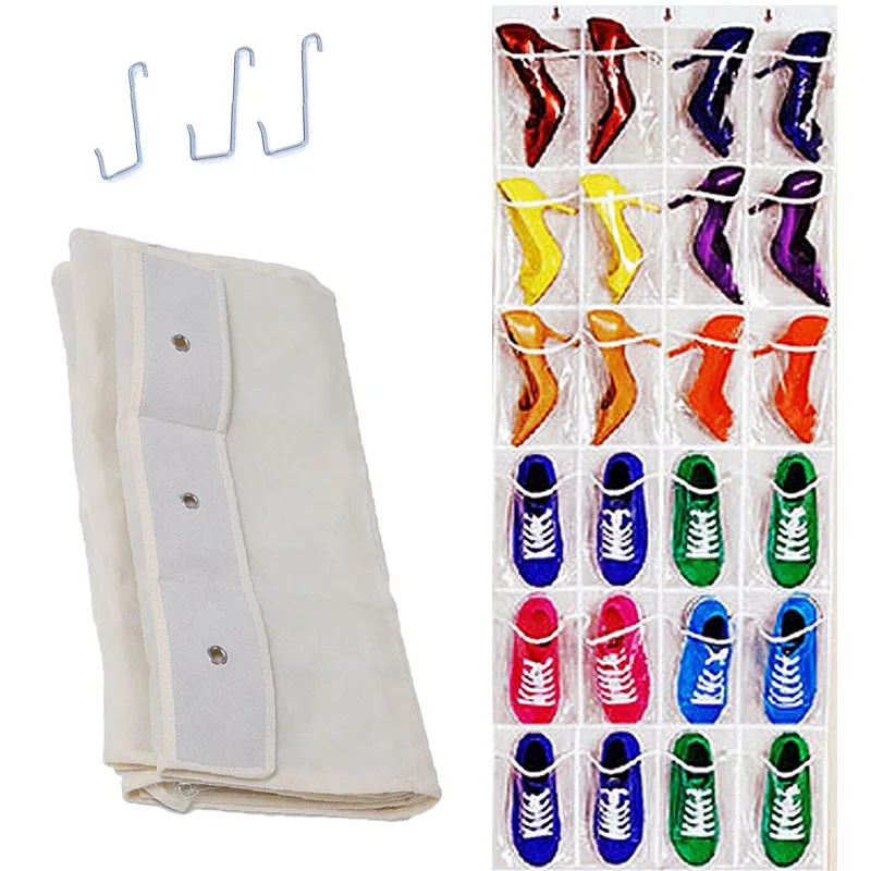 24Pockets Clear Hanging Shoes Organizer Holder Storage