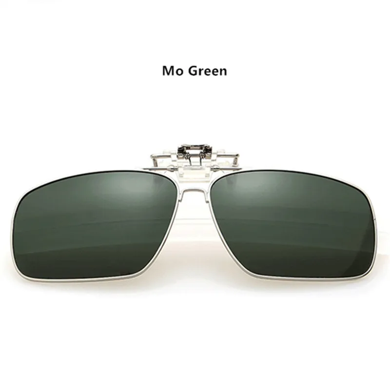 Uvlaik мужчин полный кадр поляризованный клип на солнцезащитные очки мужские женские UV400 близорукость Filp на очки солнцезащитные очки Вождение ночного видения объектив - Цвет линз: Mo Green