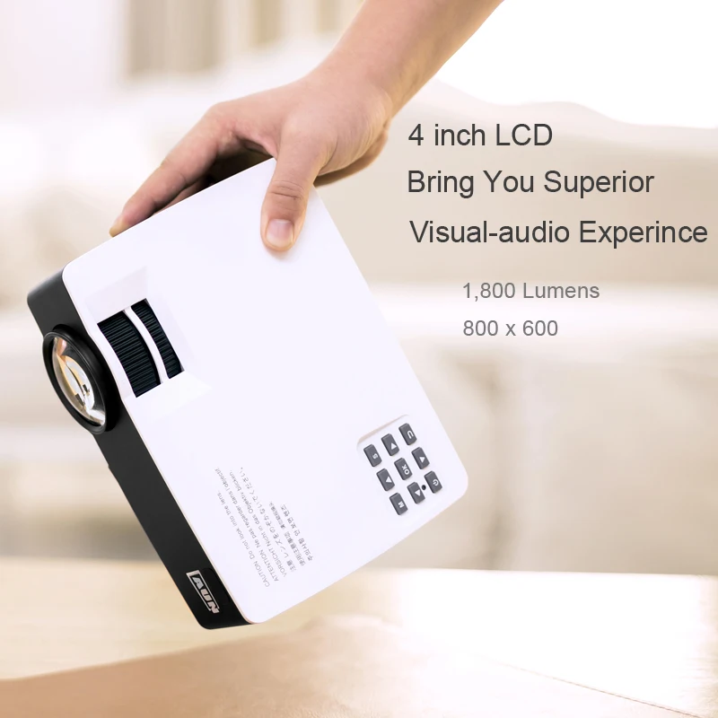 AUN AKEY1 Plus, 1800 Lumens Built-in Android 6.0, WIFI, Bluetooth. Beamer Support 4K Vdeo 1080P for Home Theater LED Projector
