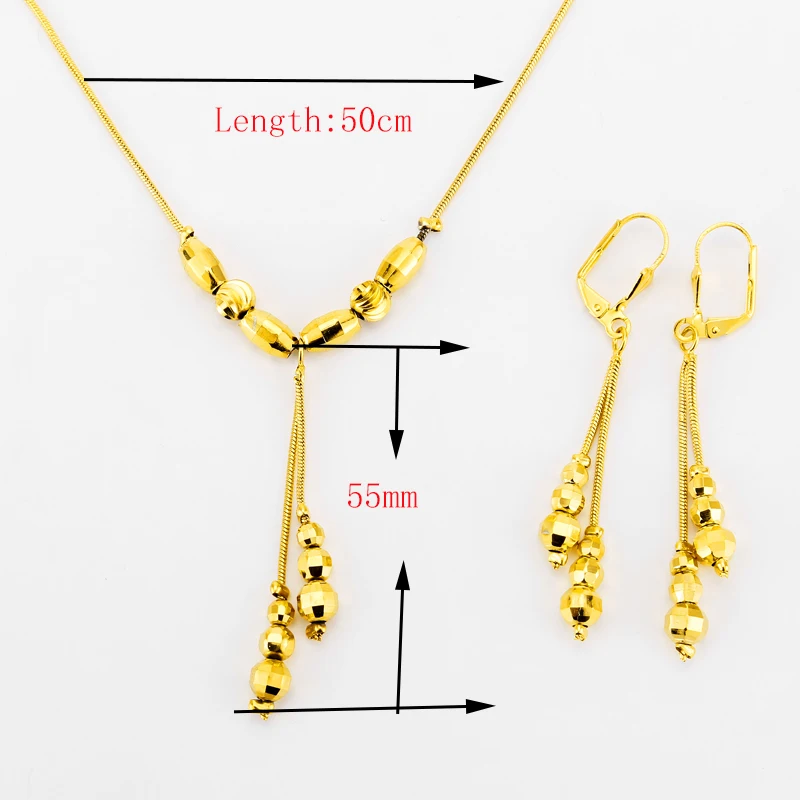 Small Beads Necklace Earrings for Women/Girls,Fashion Charms Ball Jewelry Gold Color,Ethioipian Jewelry African Indian Jewerly