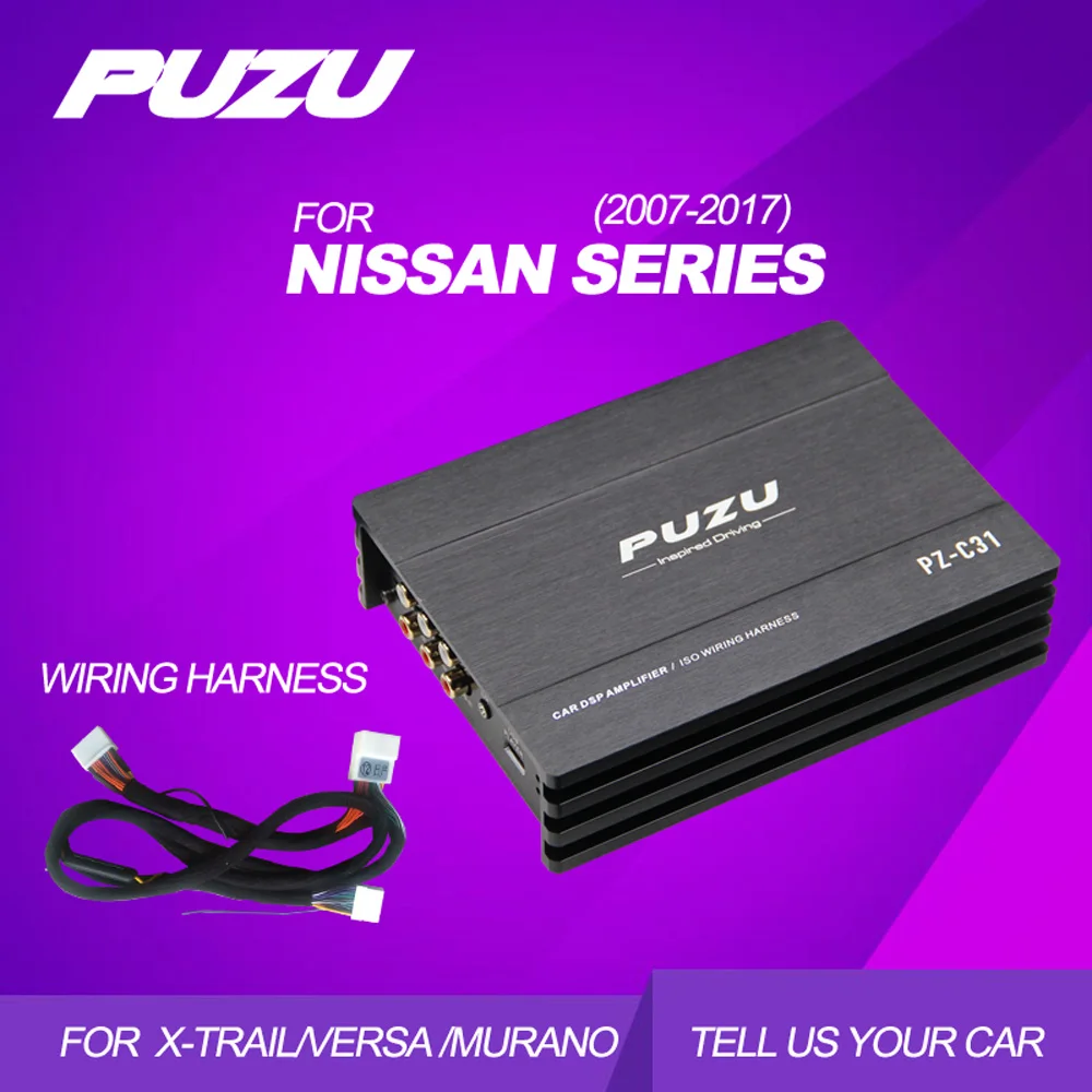 

PUZU 31 band EQ built in amplifier 4X150W Car DSP Amplifier for NISSAN X-Taill with wiring harness support bluetooth USB AUX in