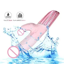 Ultra Realistic Dildo Vibrator Silicone Flexible 7-Frequency USB Rechargeable Waterproof G-Spot Clit Vibrating Massager Sex Toy