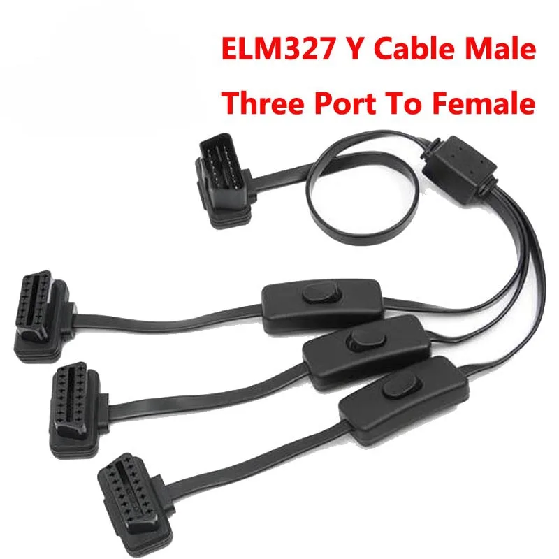 Switch Diagnostic Adapter OBD2 Car Tools OBD 2 Splitter Extension 1 to 3 Y Cable Male Three Port To Female for elm327 temperature gauge