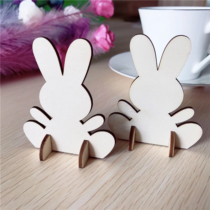 10 шт. деревянный Пасхальный кролик милый 3D DIY креативный домашний декор украшения