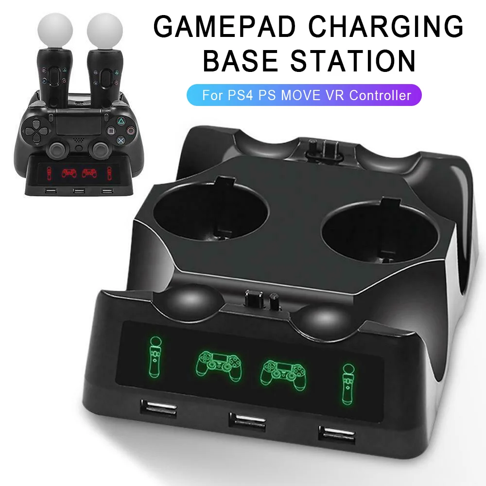 

4 In 1 Controller Charger Dock Station Stand for Playstation PS4 PSVR VR Move