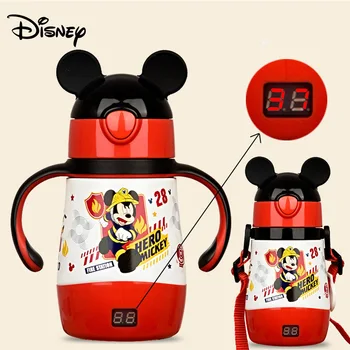 

Disney cups straps children's sippy cups learn to drink cups leak-proof 1-3 years old insulation temperature display kettle