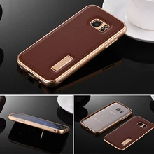 Чехол iMatch из натуральной кожи для samsung Galaxy S7/S7 Edge, жесткий алюминиевый металлический защитный бампер, чехол для телефона s