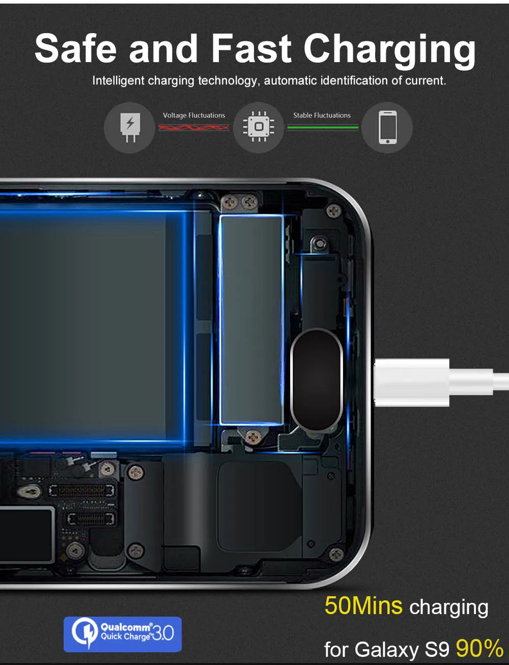 GXE USB نوع C كابل لسامسونج S9 S8 3A سريع تهمة نوع-C الهاتف المحمول شحن سلك 3.0 USB C كابل Xiaomi mi9 Redmi ملاحظة 7