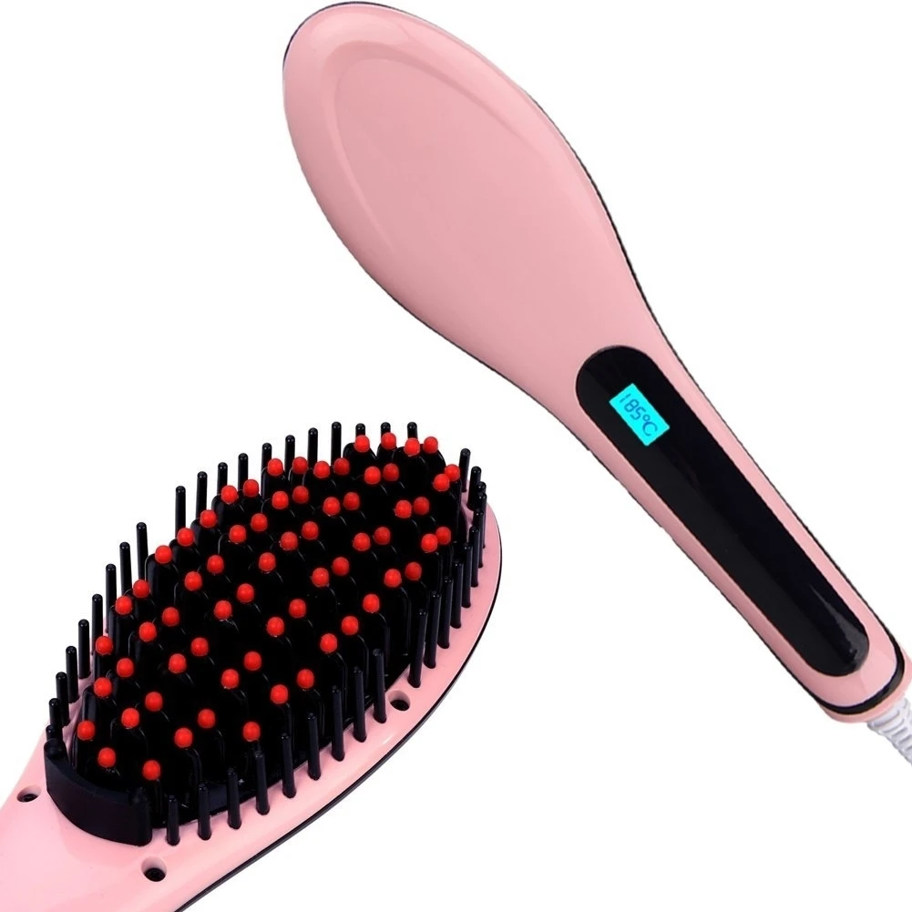 IGIA Ceramic Hair Straightening Brush in Pink (1)