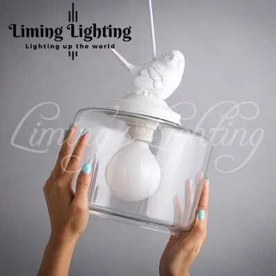 

Modern Bird Glass Creative LED Pendant Light Bar Vintage American Rustic Lamp Lighting Dining Room D200*360MM